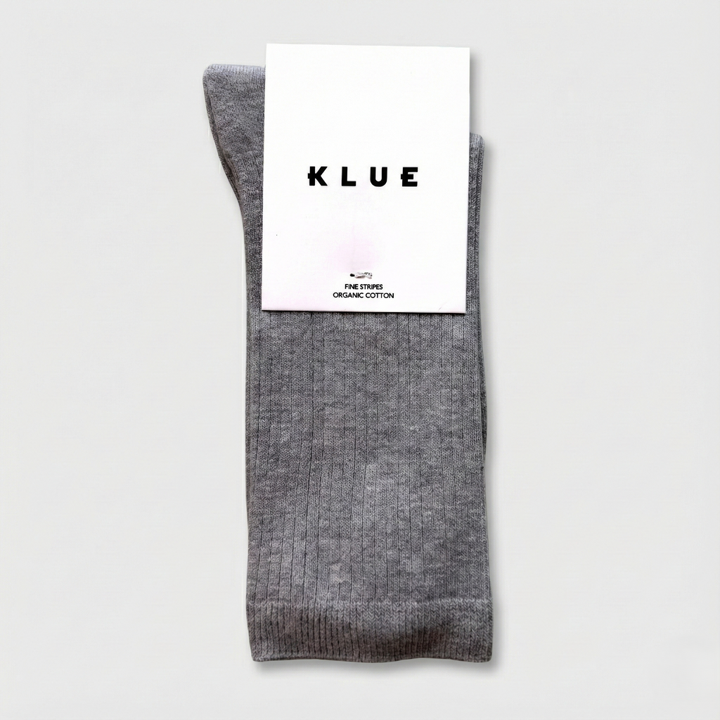 Socken aus Bio-Baumwolle mit feinen Blockstreifen - Hellgrau