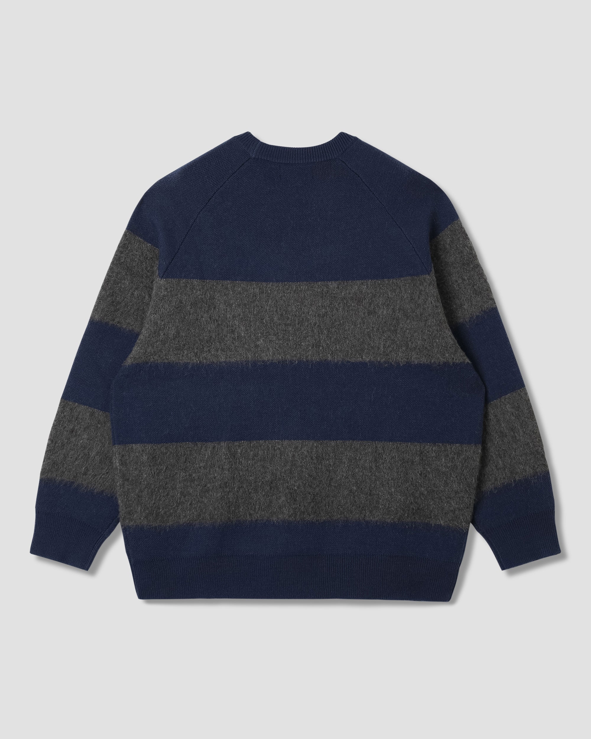 Knitted Sweater - Navy/Charcoal Border Stripe