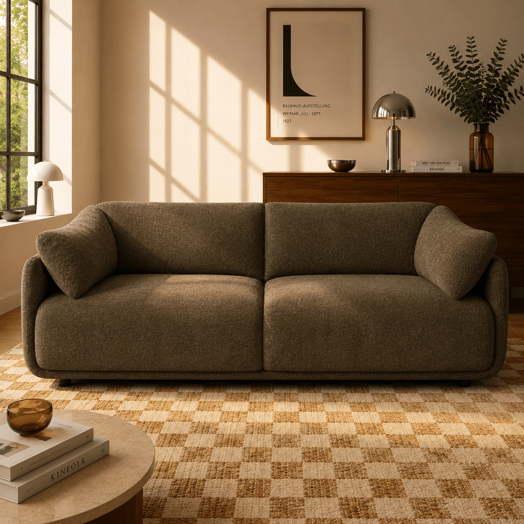 Kurly - Canapé 3 Places - Tissu Texturé - Taupe