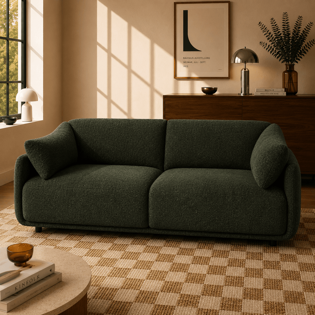 Kurly - Canapé 3 Places - Tissu Texturé - Vert