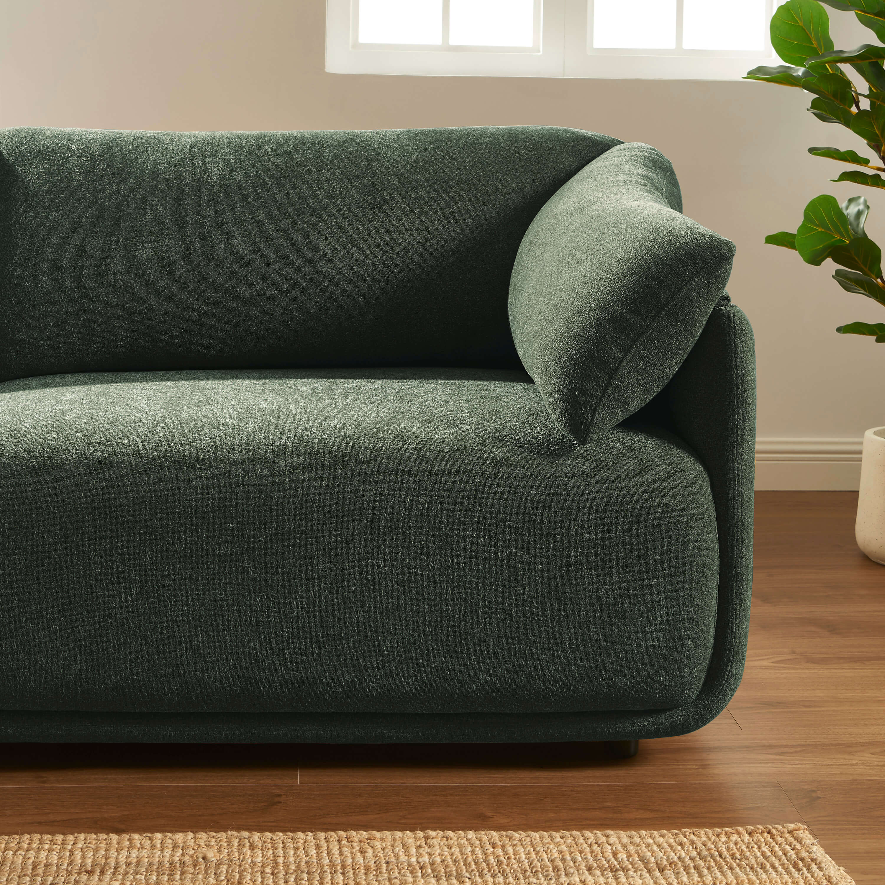 Kurly - Canapé 3 Places - Tissu Texturé - Vert