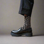 Calcetines ecológicos de lúrex con purpurina - Estampado de leopardo negro