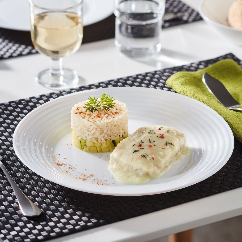 Harena - 6 Assiettes Plates - Verre Opale Extra Résistant - Blanc - Luminarc