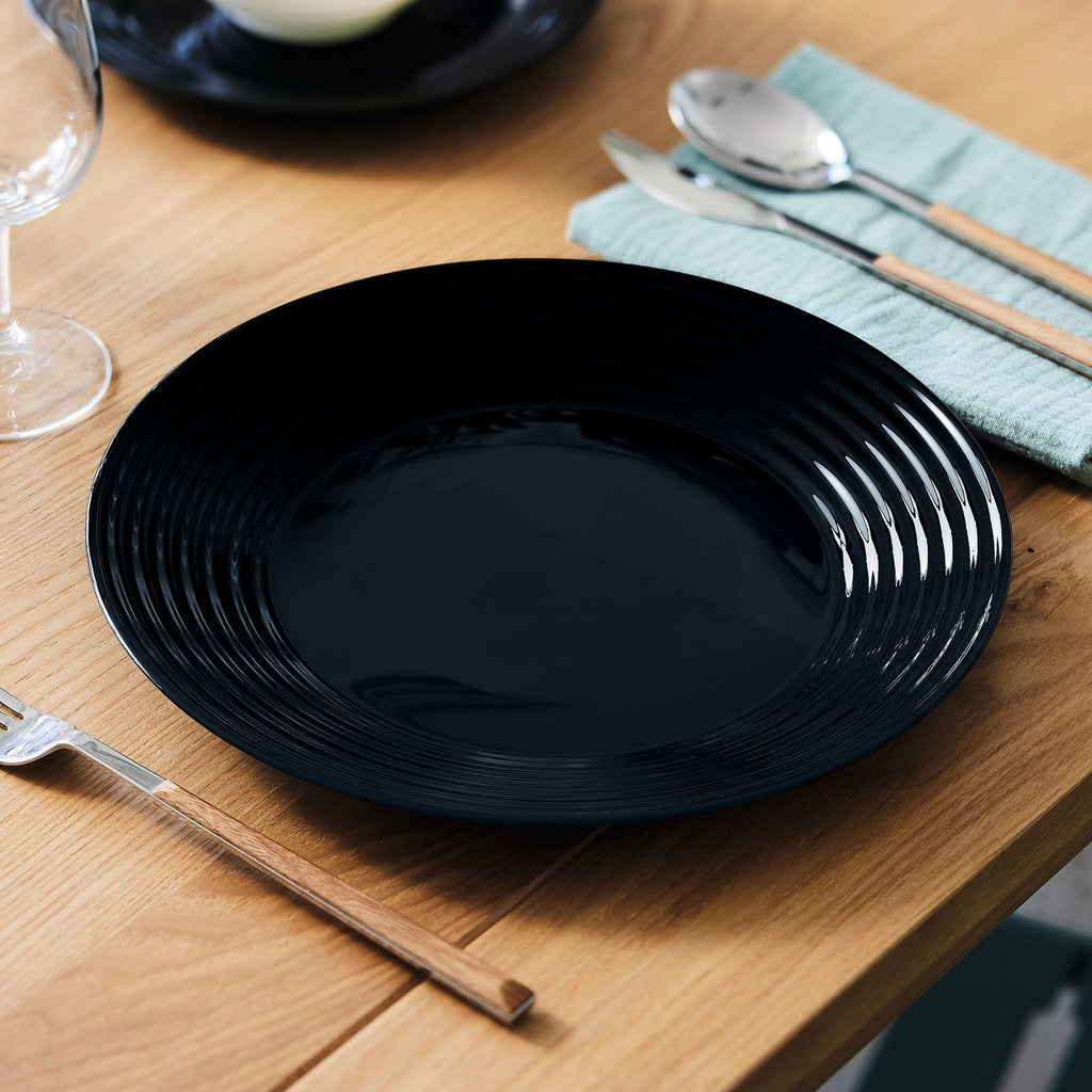 Harena - 6 Dinner Plates - Extra-Resistant Tempered Glass - Black - Luminarc