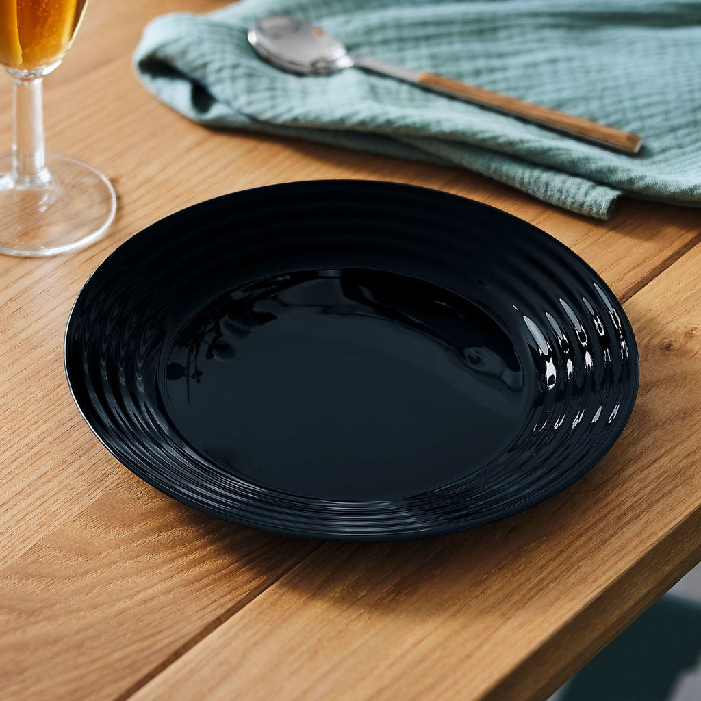 Harena - 6 Dessert Plates - Extra-Resistant Tempered Glass - Black - Luminarc