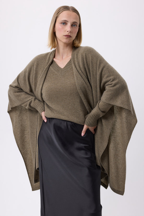 Women's Lago Poncho - Khaki Green - Women