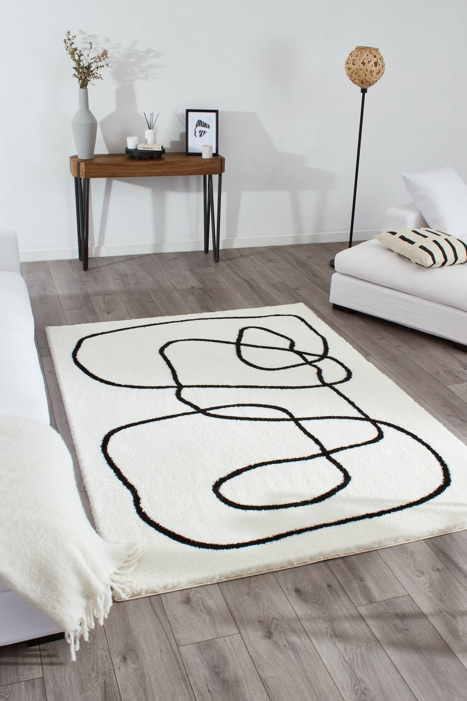 Soft Shaggy Lasso Rug 675 - Ivory
