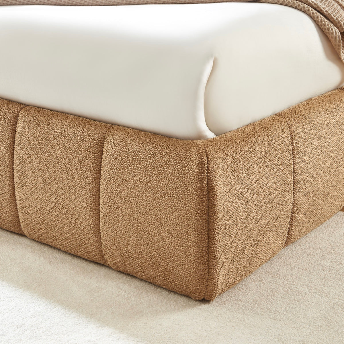 Lavinia - Lit Coffre - Tissu Chenille Caramel
