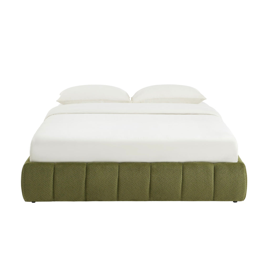 Lavinia - Cama con arcón - Tela de chenilla verde