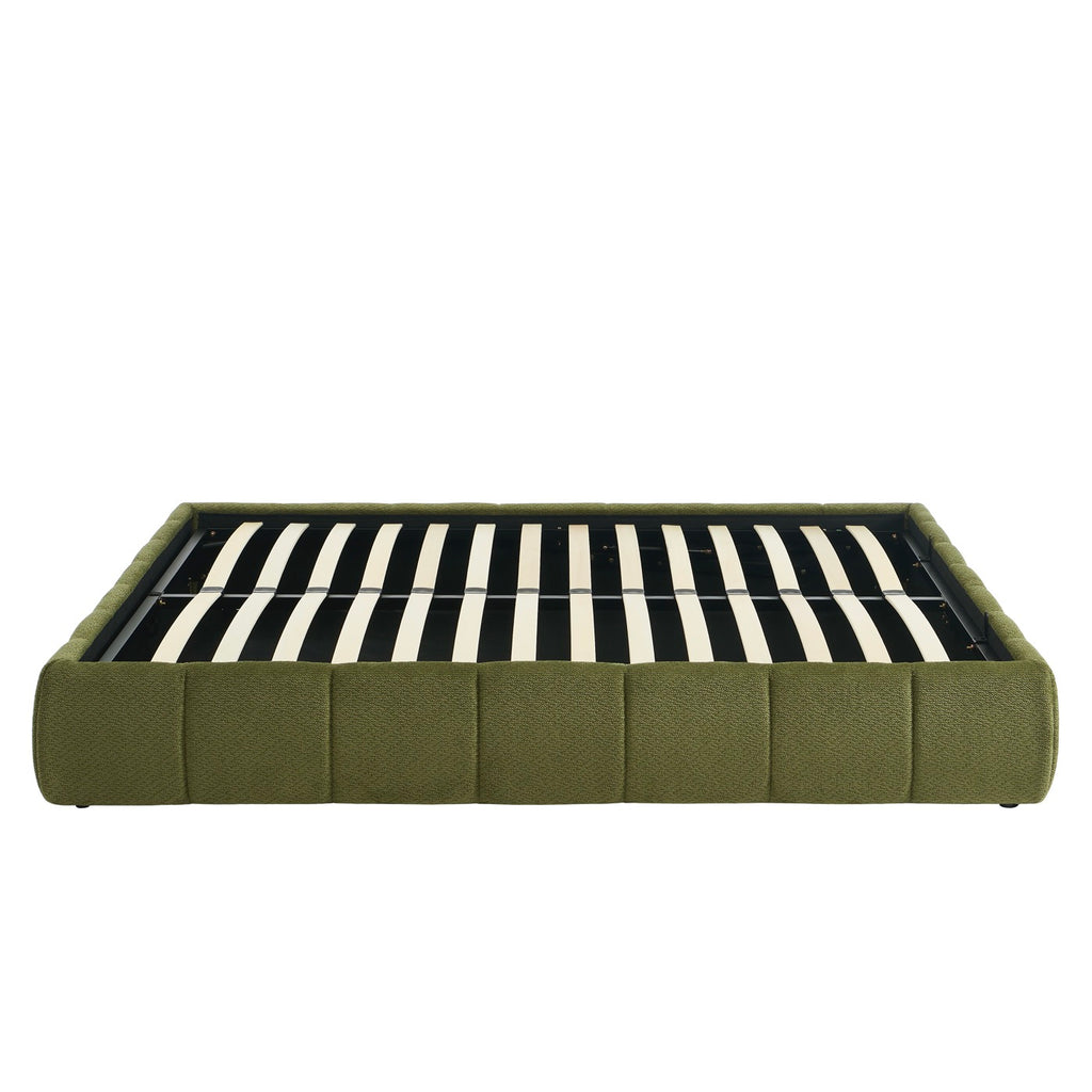 Lavinia - Cama con arcón - Tela de chenilla verde