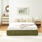 Lavinia - Cama con arcón - Tela de chenilla verde