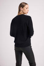 Cárdigan boyfriend de cuello en V Lea - Negro - Mujer