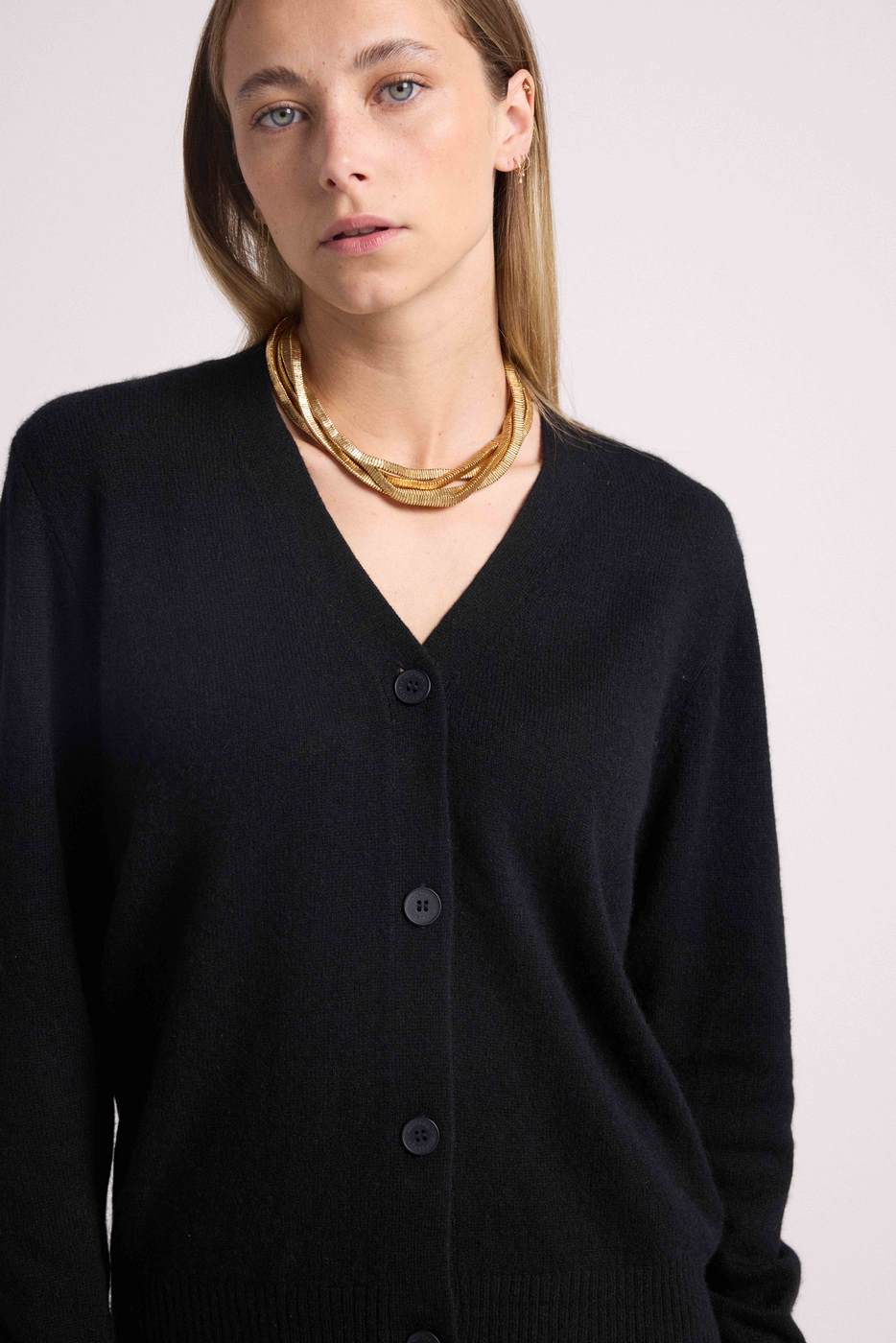 Cárdigan boyfriend de cuello en V Lea - Negro - Mujer