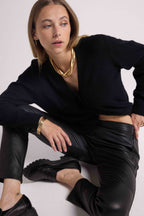Cárdigan boyfriend de cuello en V Lea - Negro - Mujer