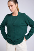 Boyfriend Cardigan Scollo A V Lea - Verde Bottiglia