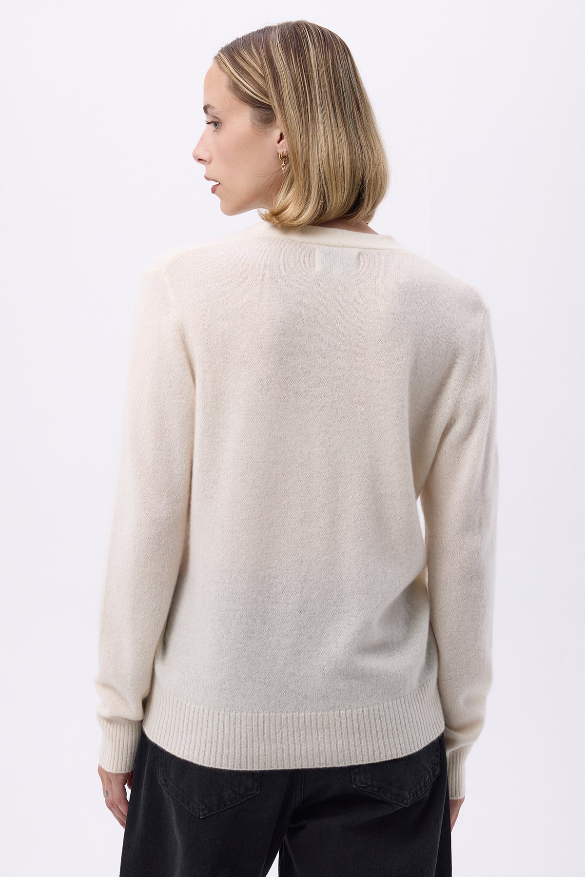 Cardigan Boyfriend Scollo a V Lea - Bianco - Donna