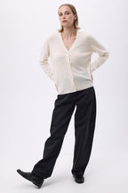Cardigan Boyfriend Scollo a V Lea - Bianco - Donna