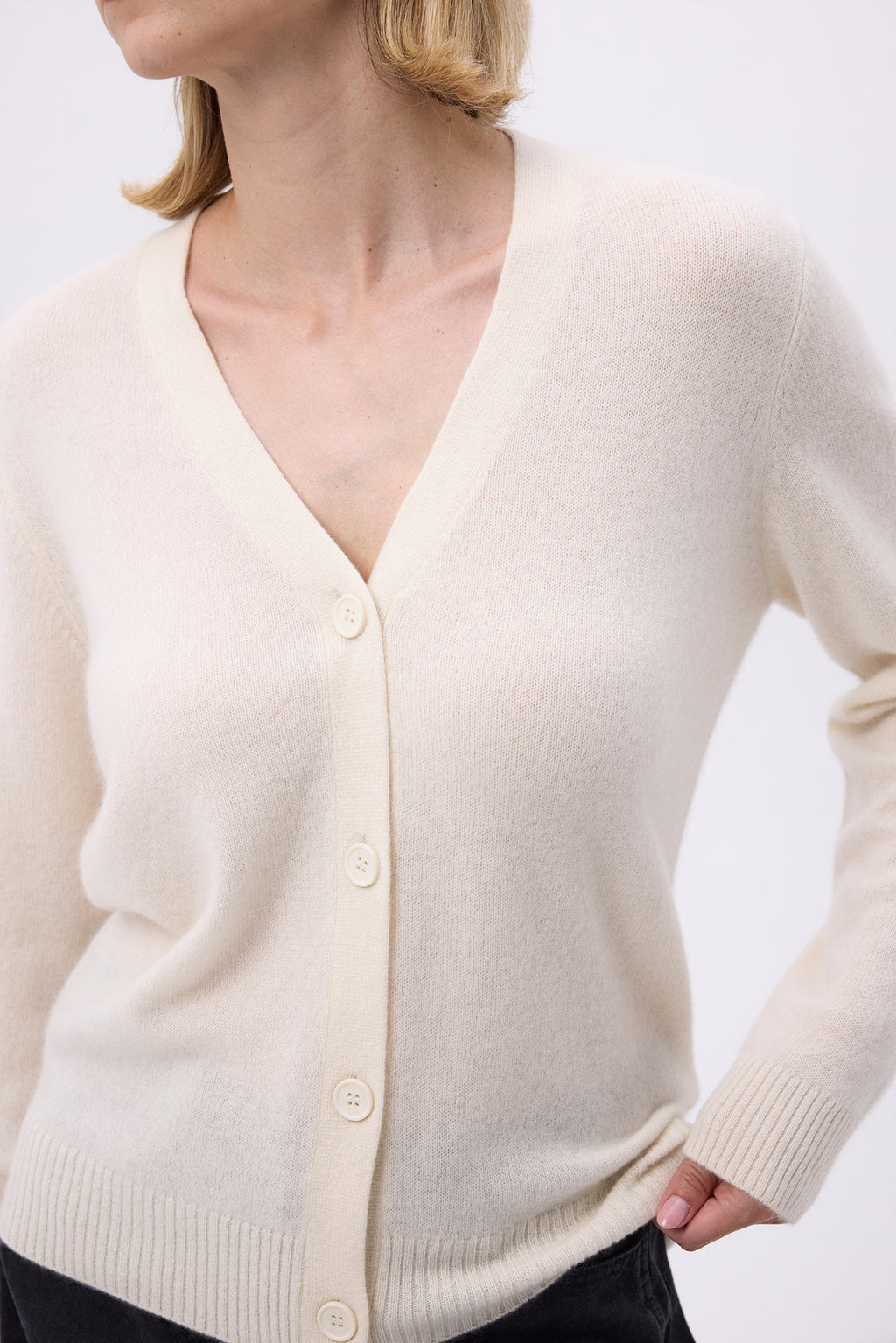 Cardigan Boyfriend Scollo a V Lea - Bianco - Donna