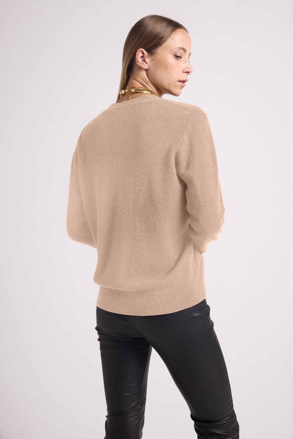 Boyfriend Cardigan Col V Lea - Beige Crème - Femme