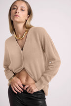 Boyfriend Cardigan Col V Lea - Beige Crème - Femme