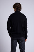 Gilet Zippe Col Montant Leo - Noir Et Gris - Homme - 100% Cachemire