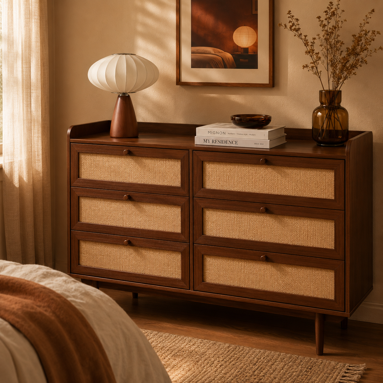 Leon - Commode - Noyer & Cannage