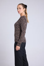 Rundhalspullover mit Leopardenmuster Leonida – Leopard Beige – Damen