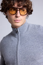 Cárdigan con cremallera y cuello alto Leo - Gris oscuro - Hombre