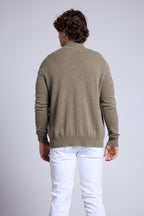 Strickjacke mit Reißverschluss und Stehkragen Leo - Khakigrün - Herren - 100% Kaschmir