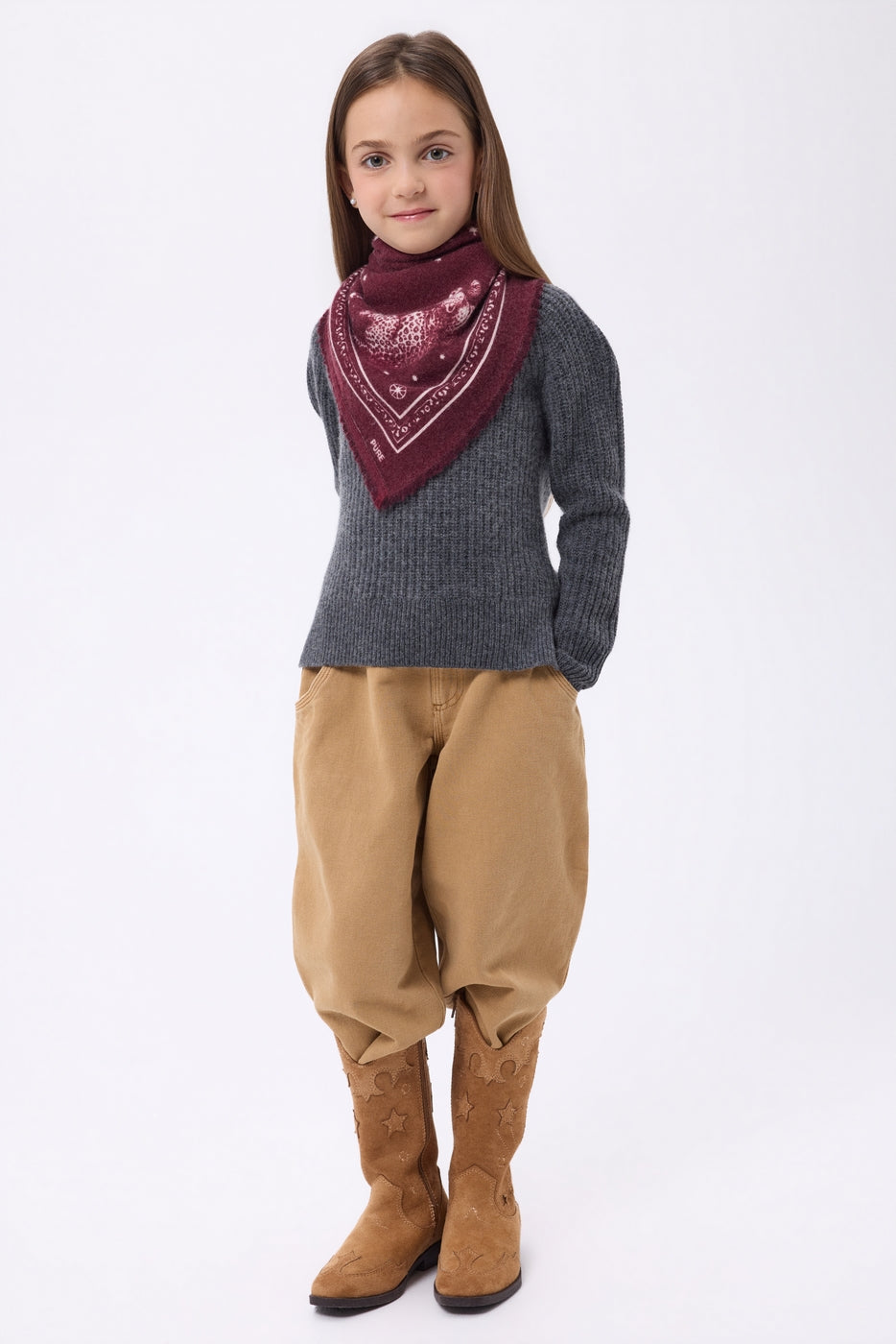 Small Leo Bandana - Burgundy White - Kids