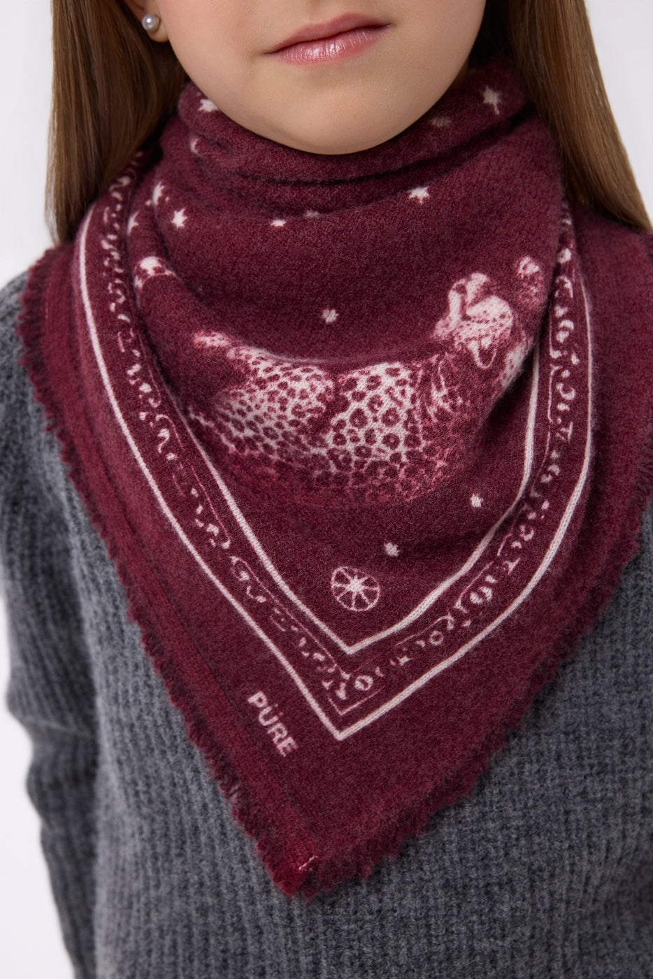 Small Leo Bandana - Burgundy White - Kids