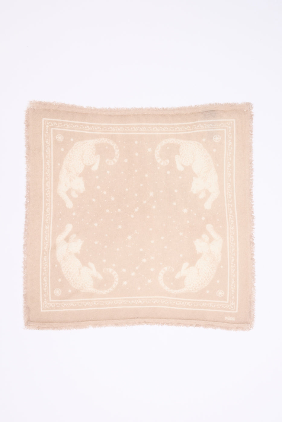 Mała apaszka bandana Leo - Beż kremowy biały - Kobieta - 100% Kaszmir