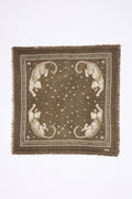 Lille Bandana Leo - Meleret Khaki Hvid - Dame - 100 % Kashmir