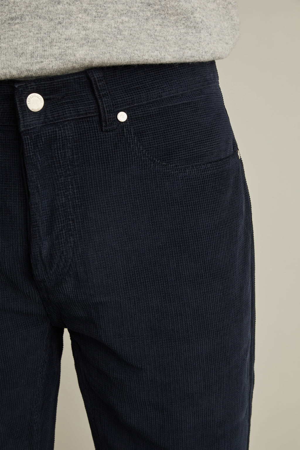 Pantalon 5 Poches Velours Bleu Marine - Homme