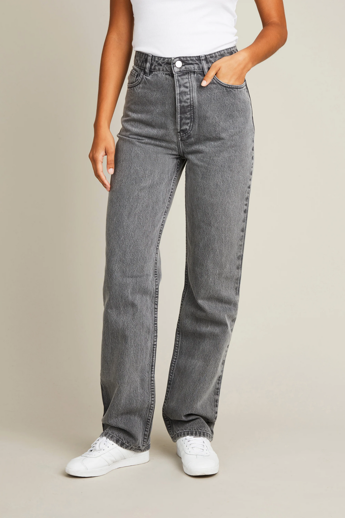 Grå Regular Jeans - Dame
