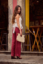 Light Pink Wide-Leg Trousers - Women's