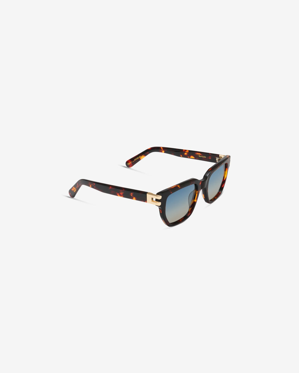 Gafas de sol Sorrento Ecaille: montura rectangular de acetato, vista de tres cuartos
