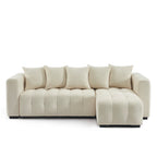 Levia - Canapé D'Angle Convertible Et Réversible 4 Places - Tissu Beige