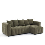 Levia - Canapé D'Angle Convertible Et Réversible 4 Places - Tissu Vert