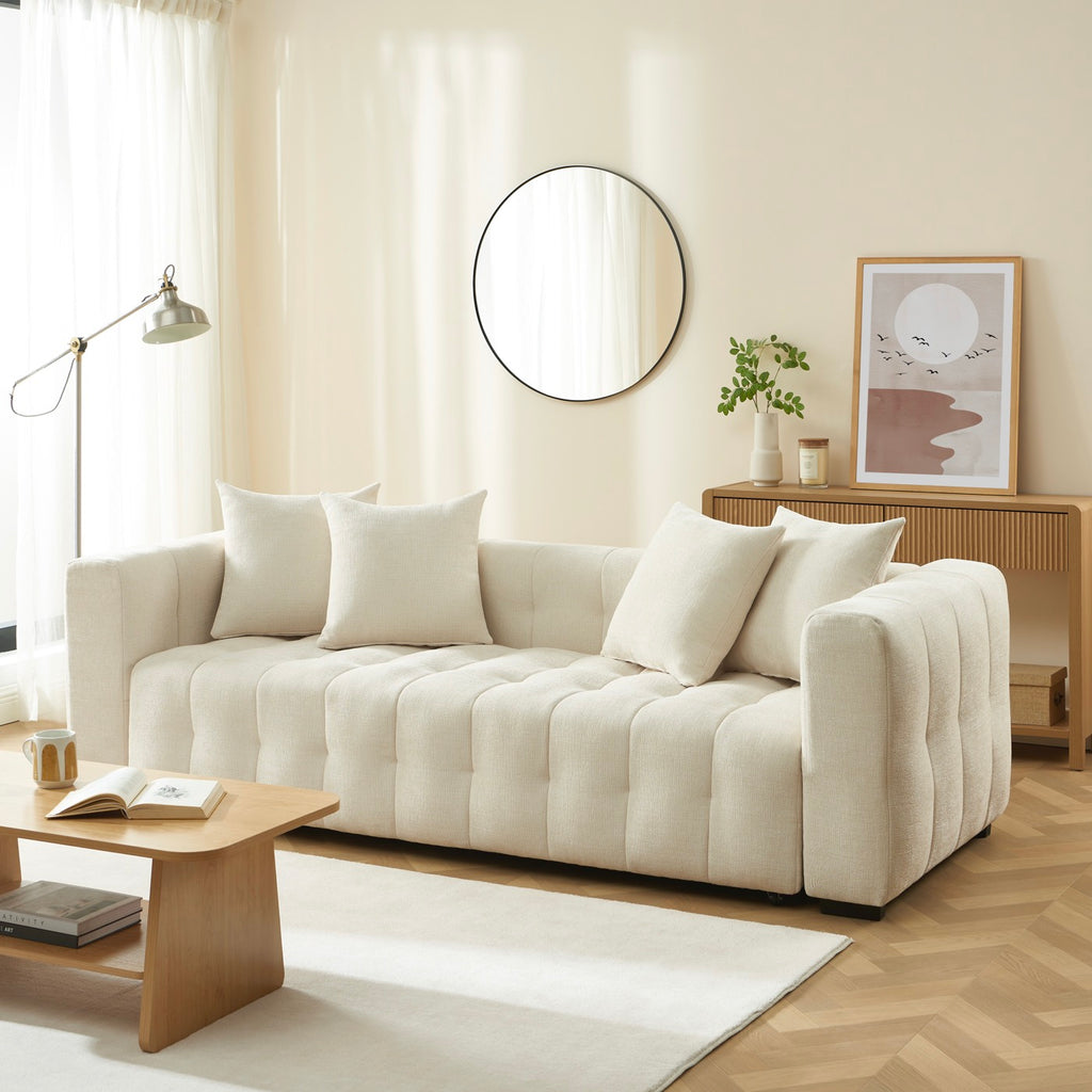 Levia – 3-personers lige sovesofa – Beige stof