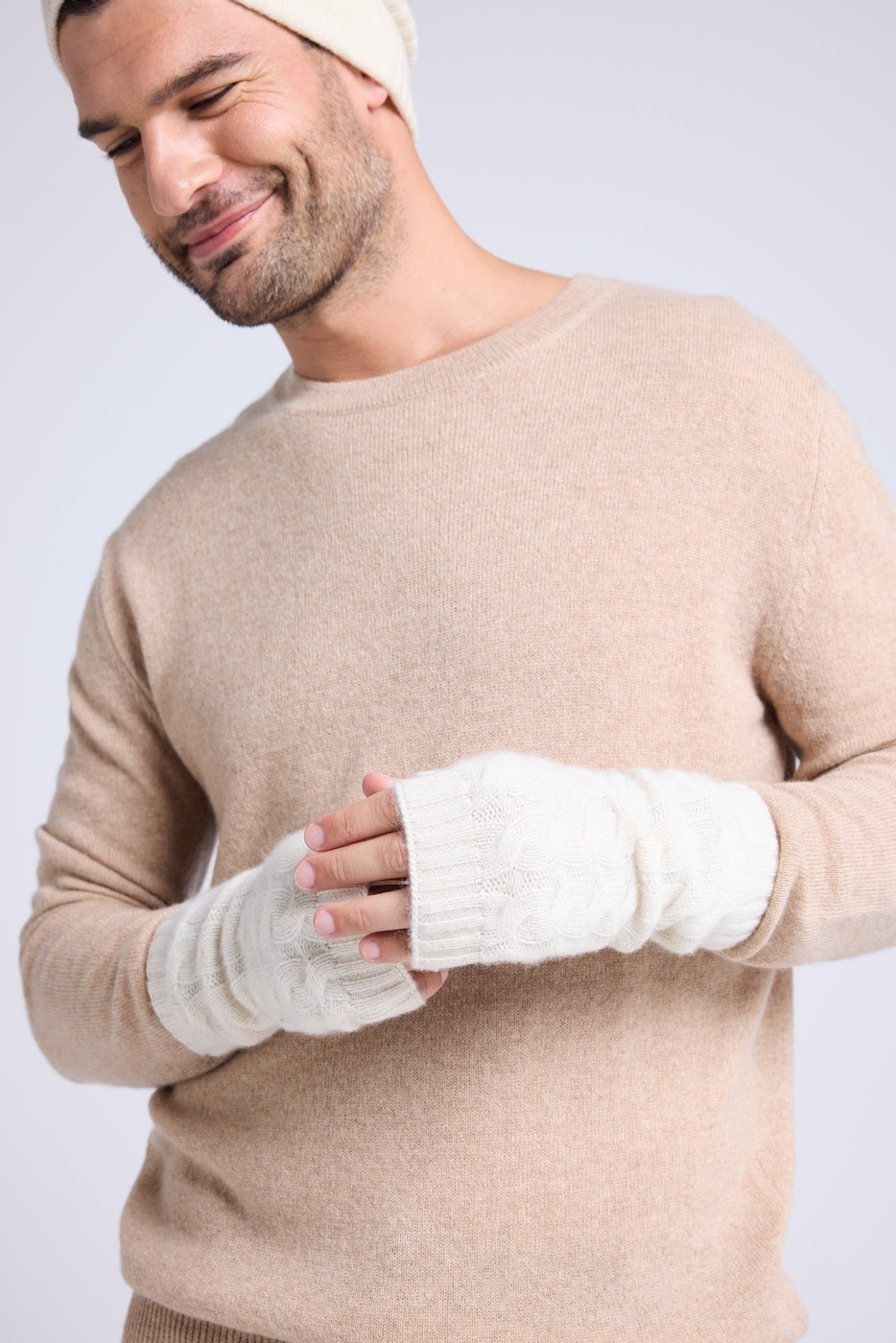 Unisex Lili Fingerless Gloves - White - Unisex
