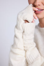 Unisex Lili Fingerless Gloves - White - Unisex