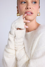 Unisex Lili Fingerless Gloves - White - Unisex