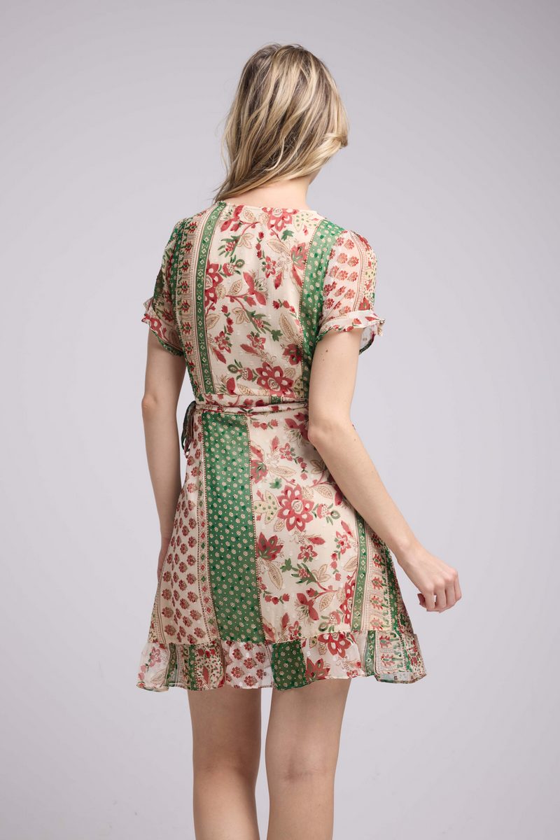 Robe Courte Manches Courtes - Vert