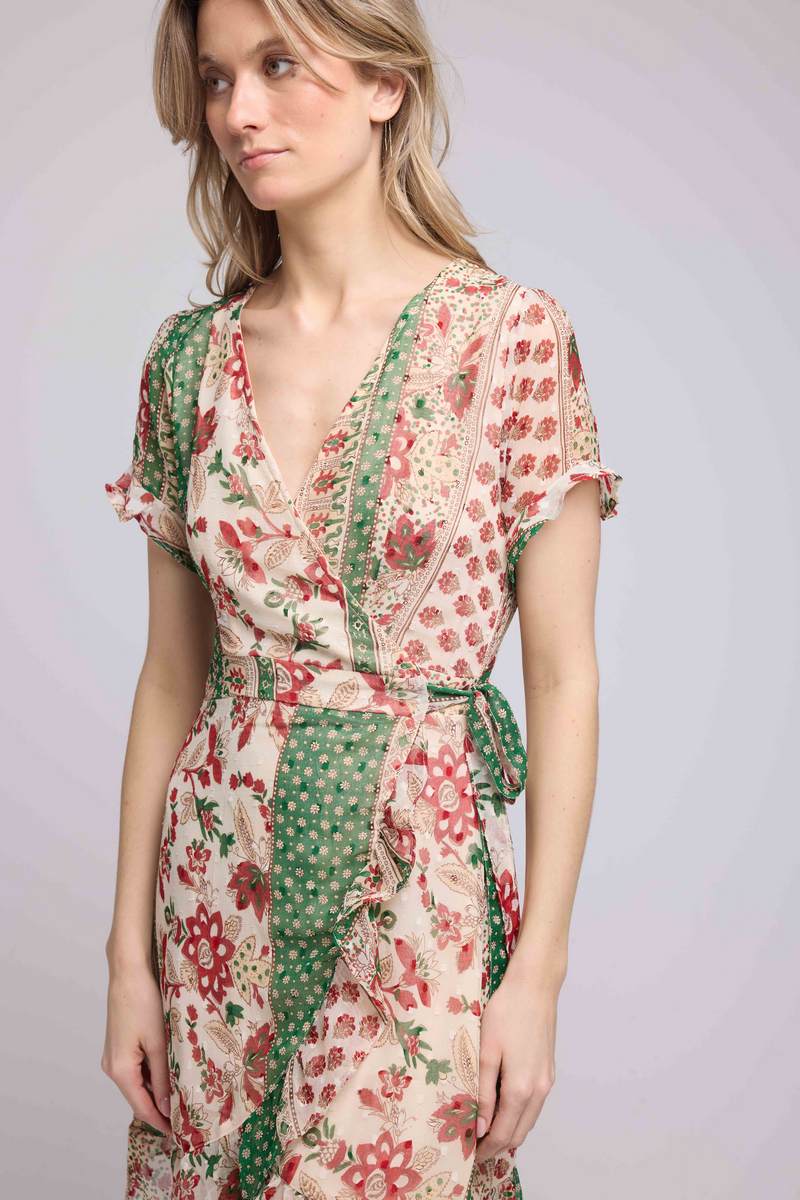 Robe Courte Manches Courtes - Vert