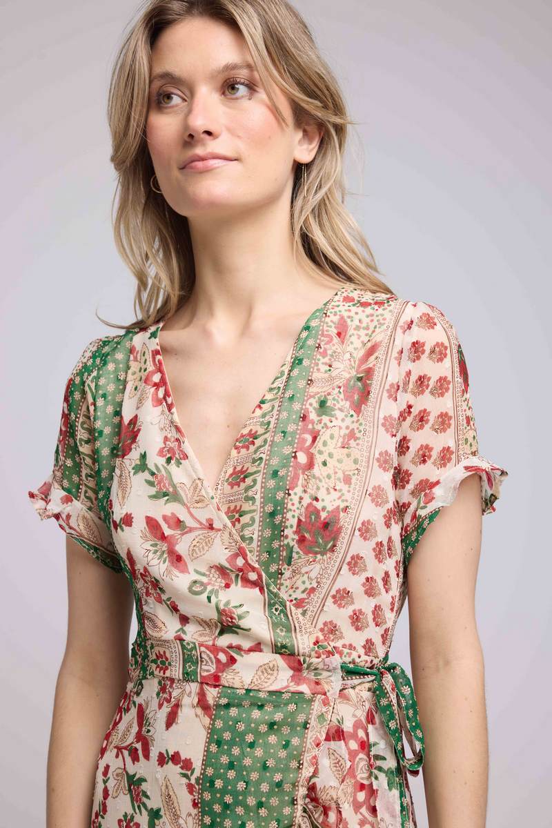 Robe Courte Manches Courtes - Vert