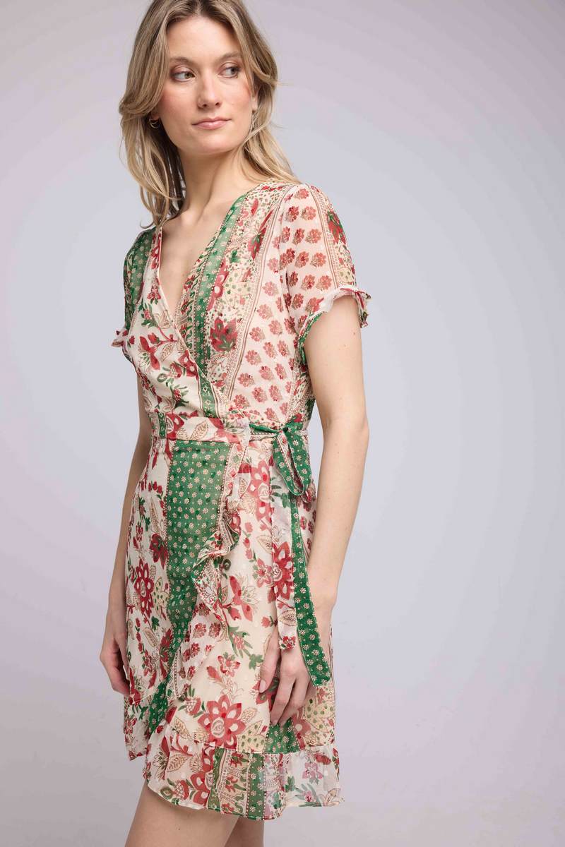 Robe Courte Manches Courtes - Vert