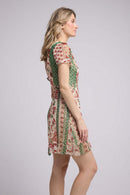 Robe Courte Manches Courtes - Vert