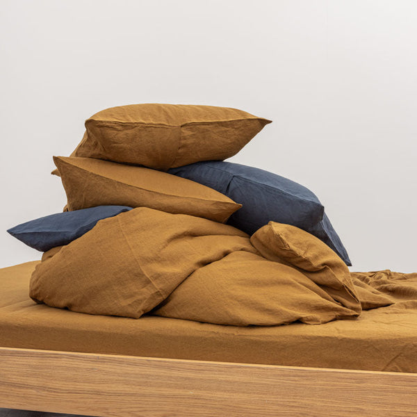 2 Fundas De Almohada - De Lino Lavado 190 G/M² - Moca