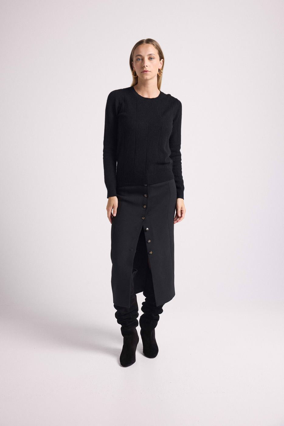 Pull Col Rond Linda - Noir